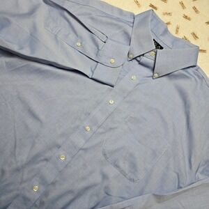Jos A Bank Dress Shirt Traveler Collection Size 17.5 34 Blue Long Sleeve Classic